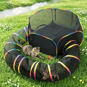 Love's cabin Outdoor Cat Enclosures Rainbow, Foldable Catio Outdoor Cat Enclosure Playground Include Portable Tent, Circle Kitten Playpen Tunnel, Outside House for Indoor Kitty and Small Animals