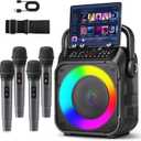 Karaoke Machine, Portable Bluetooth Speaker with 4 Wireless Microphones for Adults & Kids with Lights, Karaoke Microphone with PA System Supports USB/TF/FM/AUX for Home Party Home System Packages