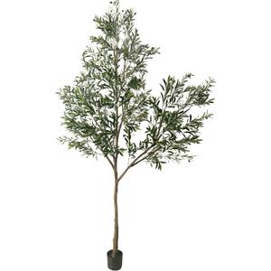 Phimos Artificial Olive Tree Tall Fake Potted Olive Silk Tree with Planter Large Faux Olive Branches and Fruits Artificial Tree for Modern Home Office Living Room Floor Decor Indoor (8.2FT) (Green)