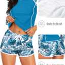 Women's Long Sleeves Rash Guard - 2 Piece Swimsuits with Built in Bra Swim Shirt and Shorts with Pockets, M