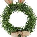 Easter Bunny Wreath Artificial Flower Wreath Front Door Hanging Garland Spring Hanging Pendant for Easter Spring Party Home Decor
