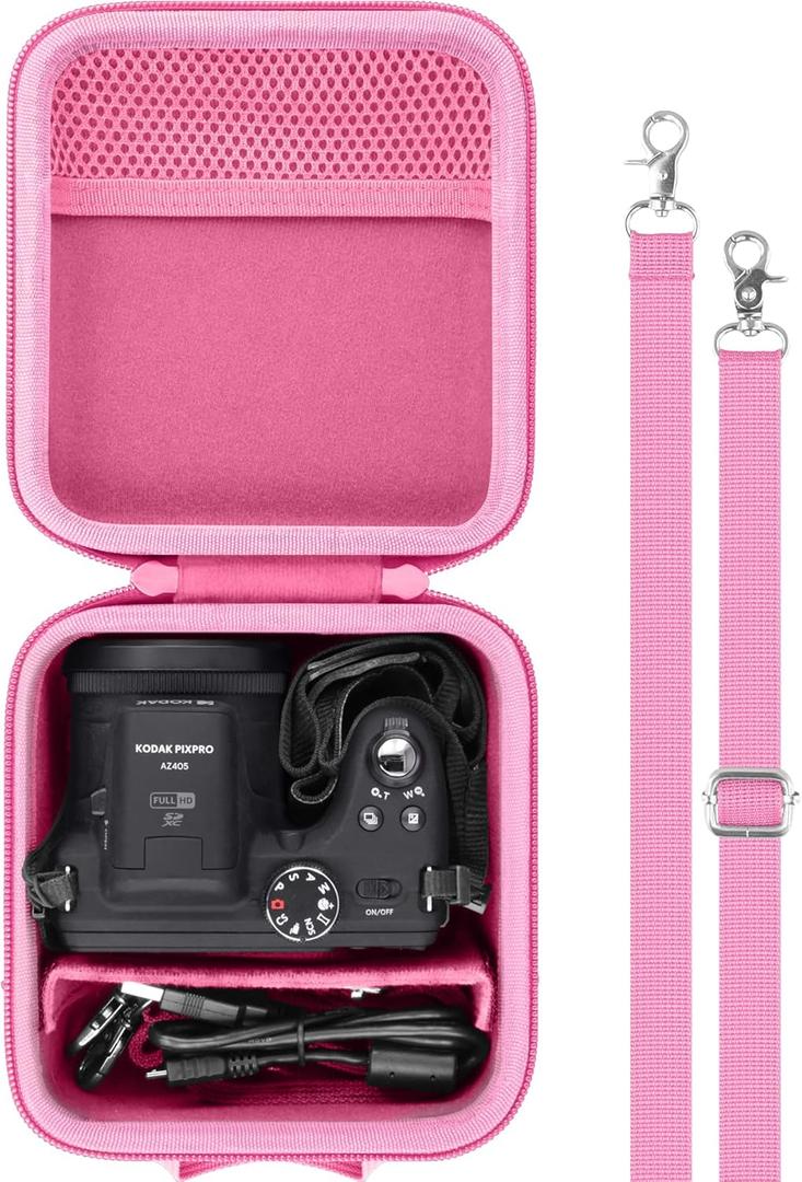 Camera Case Compatible with KODAK PIXPRO AZ405/AZ425/AZ255/AZ401/AZ528 Digital Camera Vlogging Camera(Pink Case)