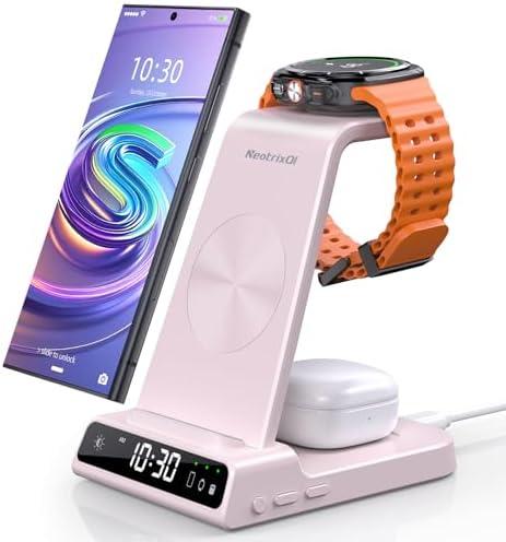 Wireless Charger for Samsung Charging Station, 3 in 1 Android Phone Wireless Charger for Samsung Galaxy S24 Ultra/S23 Ultra/Z Flip 5/Fold 5/Buds, Charger for Galaxy Watch 7/6/5/4/3(for Samsung Only)