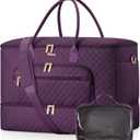 Travel Duffle Bag, Wide Open Large Weekender Bag for Women with Shoe Compartment, Carry on Overnight Bags with Toiletry Bag, Hospital Bag for Women Labor Delivery with Wet Pocket (Dark Purple)
