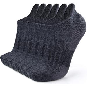 Busy Socks Merino Wool Compression Support Ankle Running Hiking Socks for Men Women, Soft Thick Cushion Tab Socks 3/6 Pairs (Large-X-Large)