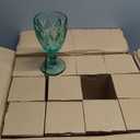 BTGLLAS Pure Light blue Wine Glasses 12Pcs a Set Solid Colors Glass Goblets Dishwasher Safe Colored Glassware With An Embossed Vintage Colored Goblets Pattern Like Crystal (Glass, Light blue)