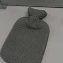 Fashy Hot Water Bottle with Gray Quilted Cotton Cover (67oz / 2L)  Made in Germany
