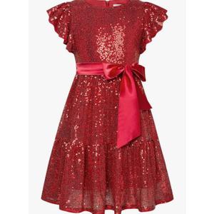 GRACE KARIN Girls Formal Party Dress Sequin Birthday Fancy Dresses Wedding Guest Dance Ruffle Dress 10-12Y