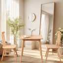 OGMILL 27.6" Small Square Dining Table for 2, Space-Saving Natural Kitchen Dinner Table Rustic Wood Mid Century Modern Table with Solid Wood Leg for Small Spaces