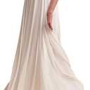 Long Maxi Floor Lengh Chiffon Skirt Elastic High Waist Bridesmaid Skirt (X-Large-XX-Large, Light Ivory)