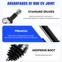 Front Right CV Axle Shaft Assembly Fit for Nissan Quest (LE/S/SL/SV/Platinum) V6 3.5L 2011 2012 2013 2014 2015, Replace for 66-6412, 1 pcs Passenger Side CV Joint Shaft