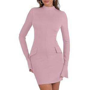 ANRABESS Women's Long Sleeve Mock Neck Sexy Bodycon Mini Dress Dressy Casual Elegant Formal Party Blazer Dresses with Pockets 
Medium