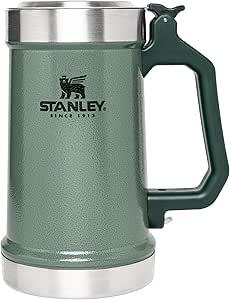 Stanley Classic Bottle Opener Beer Stein 24 oz | Flip Up Lid and Heavy Duty Handle with Built In Bottle Opener | Insulated Stainless Steel Beer Mug | BPA-Free | Hammertone Green
