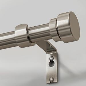 Lootkell Modern Brushed Nickel Curtain Rods for Windows 66 to 120 Adjustable Length Heavy Duty 1" Diameter Window Curtain Rod with Solid Metal Finials for Outdoor Farmhouse Bedroom Kitchen Living Room