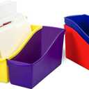 Storex Large Book Bin, Linking Storage Bin, Dry Erase Surface, 14.3 x 7 x 5.3 Inches, STEM Assortment, (70105A06C) (Pack of 30)