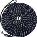 Long Dog Leash for Training 15Ft-Reflective Nylon Rope with Swivel Hook-Recall Agility Lead for Large Small Medium Dogs Outside Walking Hiking-Black
