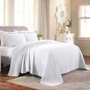 Superior Fleur De Lis Cotton 3 Piece Bedspread Set, Home Bed Decor, Decorative Textured Bed Spread, 2 Pillow Shams, Airy Blanket, Matelasse Coverlet Bedding, Boho Medallion, Queen, White