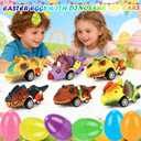 Grenfield Pull Back Monster Dinosaur Truck Toys Bulk, Large Easter Egg Fillers, Basket Stuffers for Kids Easter Egg Stuffers, Classroom Prizes, for Easter Egg Hunts, Party Favors, Kids, School