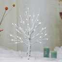 36 LED Lighted Birch Tree for Christmas Decor, Money Tree Centerpieces Table Decorations for Winter Home Mantel (White)