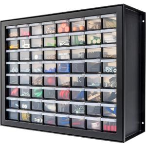 IRIS USA Small Parts Storage Cabinet, Made in USA, 64-Drawer Organizer for Hardware, Screws, Nuts & Bolts, Electronics, Beads, Craft Supplies, Building Bricks, Teacher Toolbox Storage Black