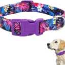 TDTOK Floral Girl Dog Collar for Small Medium Large Dogs, Adjustable Soft Cute Flower Pink Dog Collar Fancy Dog Collars for Girl Boy Dogs with Plastic Buckle