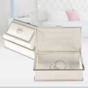 LASODY Rectangular Pearl Metal Jewelry Box Jewelry Organizer Box Jewelry Chest,Trinket Boxes For Women,Mother Day Anniversary Wedding Gifts