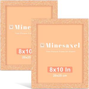 8x10 Orange Glitter Picture Frame Set of 2, Wall Gallery 8 x 10 Colorful Photo Frames, Sparkle Cute Fun Artwork Frame for Wall or Tabletop