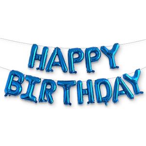 HOUSE OF PARTY Happy Birthday Balloon - 16 inch | Blue Mylar Capital Foil Birthday Balloons Banner, Blue Party Decorations for Men, Women