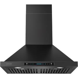 IKTCH 30 inch Black Wall Mount Range Hood, 900 CFM Ducted/Ductless Stainless Steel Vent Hood with Gesture Sensing & Touch Control Switch Panel, 2 Pcs Adjustable Lights