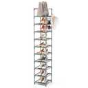 LANTEFUL Narrow Shoe Rack 10-Tier Tall Shoe Organizer Skinny Shoe Shelf Storage for 10-15 Pairs Shoe and Boot, Space Saving Corner Shoe Rack Organizer for Closet, Entryway, Living Room, Grey