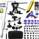 139PCS Dent Puller Kit, Paintless Dent Removal Kit, Car Dent Repair Kit with Metal Dent Lifter, Bridge Puller, T-Slide Hammer, Professional PDR Tools for dents, dings, creases and Hail Damage