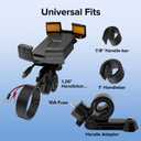 Motorcycle Phone Mount,with USB Charger (QC3.0/PD3.0 Fast Charging),Built-in Retractable Type-C Data Cable,with Motorcycles and Electric Bicycles,Compatible with All Phones from 4.7-6.8"