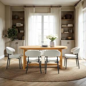 Walker Edison Modern Farmhouse Rustic Solid Oak Wood Oval Dining Table for 6 - White Oak