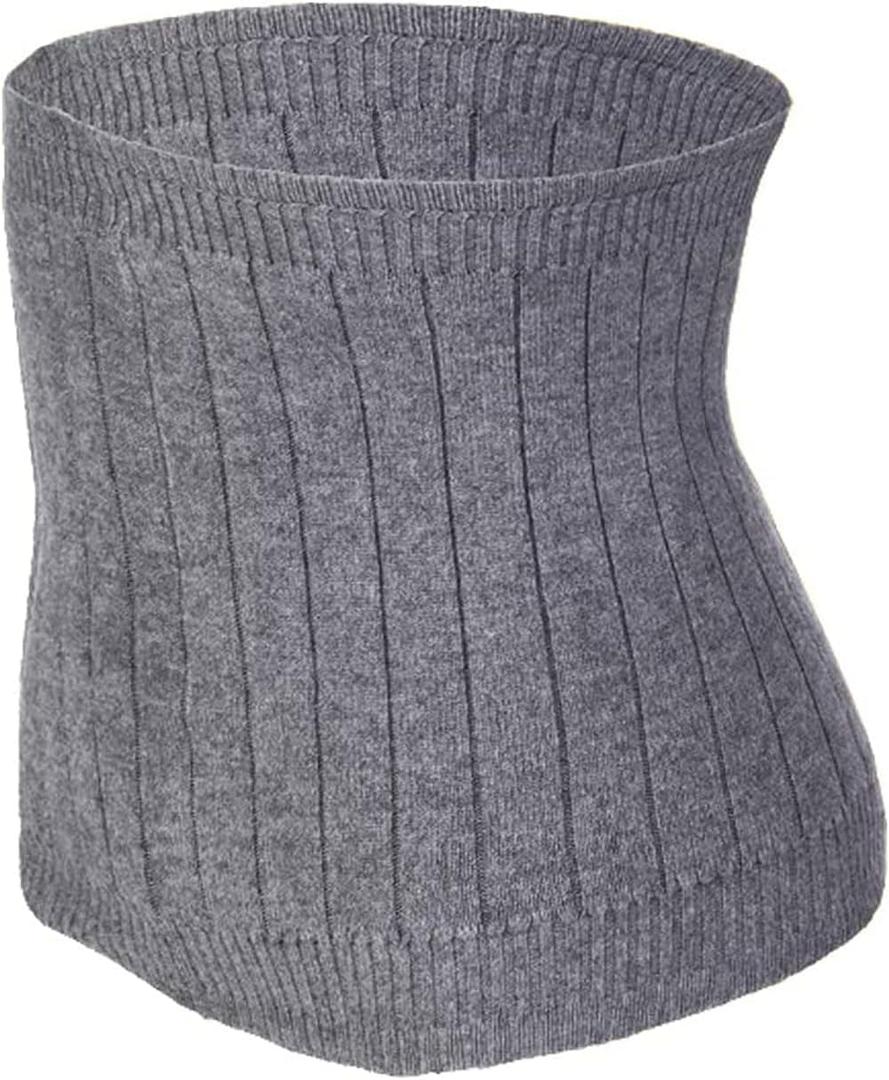 Thermal Cashmere Knit Lumbar Warmer Lower Back Support Belt Brace Stomach Kidney Warmer Abdominal Binder Belly Wrap (M suggest 50-60KG, Grey)