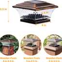 HUYIENO Solar Post Cap Lights Outdoor LED Lighting Deck Fence With Two Light Modes Warm White/Bright White Suitable for 4x4 Wooden Posts Brushed Copper 6PK