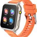 Kids Smart Watch for Boys Girls 6-12 with Pedometer Audio Book Camera Music Player Present Birthday Christmas (Silver Frame Orange)