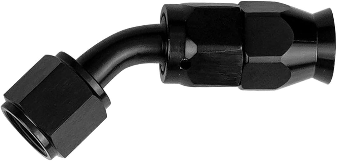 6AN PTFE Hose Adapter 45 Degree Fitting Fuel Line Hose Adapter Anodized Fuel System Fittings Black