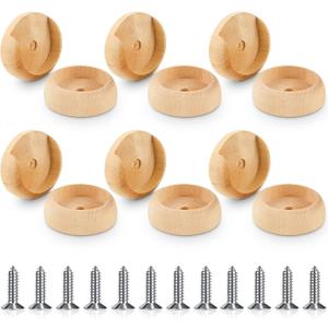 Yookeer 6 Pack Wooden Closet Pole Sockets Closet Pole Holder Closet Rod Holders Closet Pole Socket for Wardrobe Hallway Bathroom Curtain Clothing Store, 1-3/8" Pole