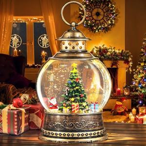 Christmas Tree Snow Globe Lantern, Lighted Musical Christmas Decorations with Swirling Glitter USB or Battery Operated Electric Snow Globe for Xmas Decor Gifts Holiday Party Home