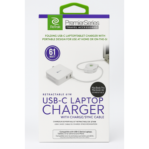 ReTrak ETCHGNBC61 USB-C Charger Laptop | 61W Retractable Charger Cable