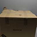 IRIS USA Top Entry Cat Litter Box with Scoop, Stylish Round Cat Litter Box Enclosure, Kitty Litter Box, Beige/White