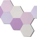 LAJAR 8 Pcs Self Adhesive Felt Bulletin Board Tiles (Large), Hexagon Color Felt Pin Board Wall Tiles for Photos, Pictures, Memos (Pink Large)