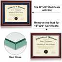 Minesaxel 16x20 Diploma Frames 12x15 with Blue Mat - Cherry Red Wood Finish | Shatter-Resistant Glass | for Wall Mounting | Gift for Graduations & Professional Certificate (1 Pack)