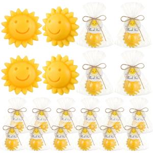 Demissle 20 Pcs Sunflower Soap Here Comes the Son Baby Shower Favors Mini Sun Soap Party Favors Handmade Gifts with Thank You Card for Guest Wedding Baby Shower Birthday Party (Yellow)