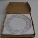 Antique White Charger Plates with Gold Rim, 13" Embossed Plastic Table Chargers for Dinner Plate, Set of 6 Elegant Wedding Decor.