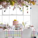 Spring Tablecloth Colorful Checkered Rainbow Plaid Table Cloths 60 Inch X 84 Inch Rectangle Easter Summer Watercolor Buffalo Check Plaid Spill Proof Table Covers for Kitchen Party Dinner Decoration