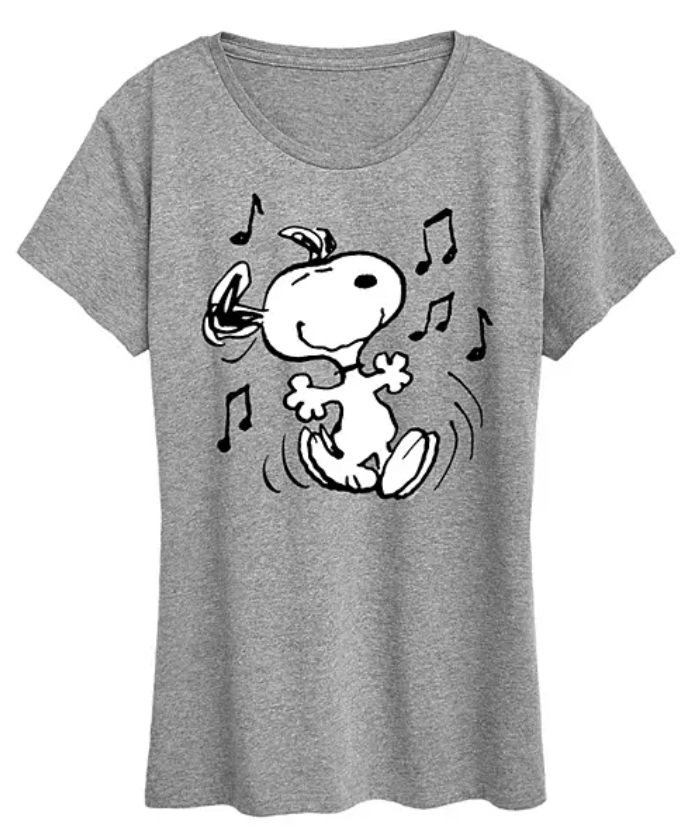Peanuts - Snoopy Dancing T-Shirt,Medium Size, Grey