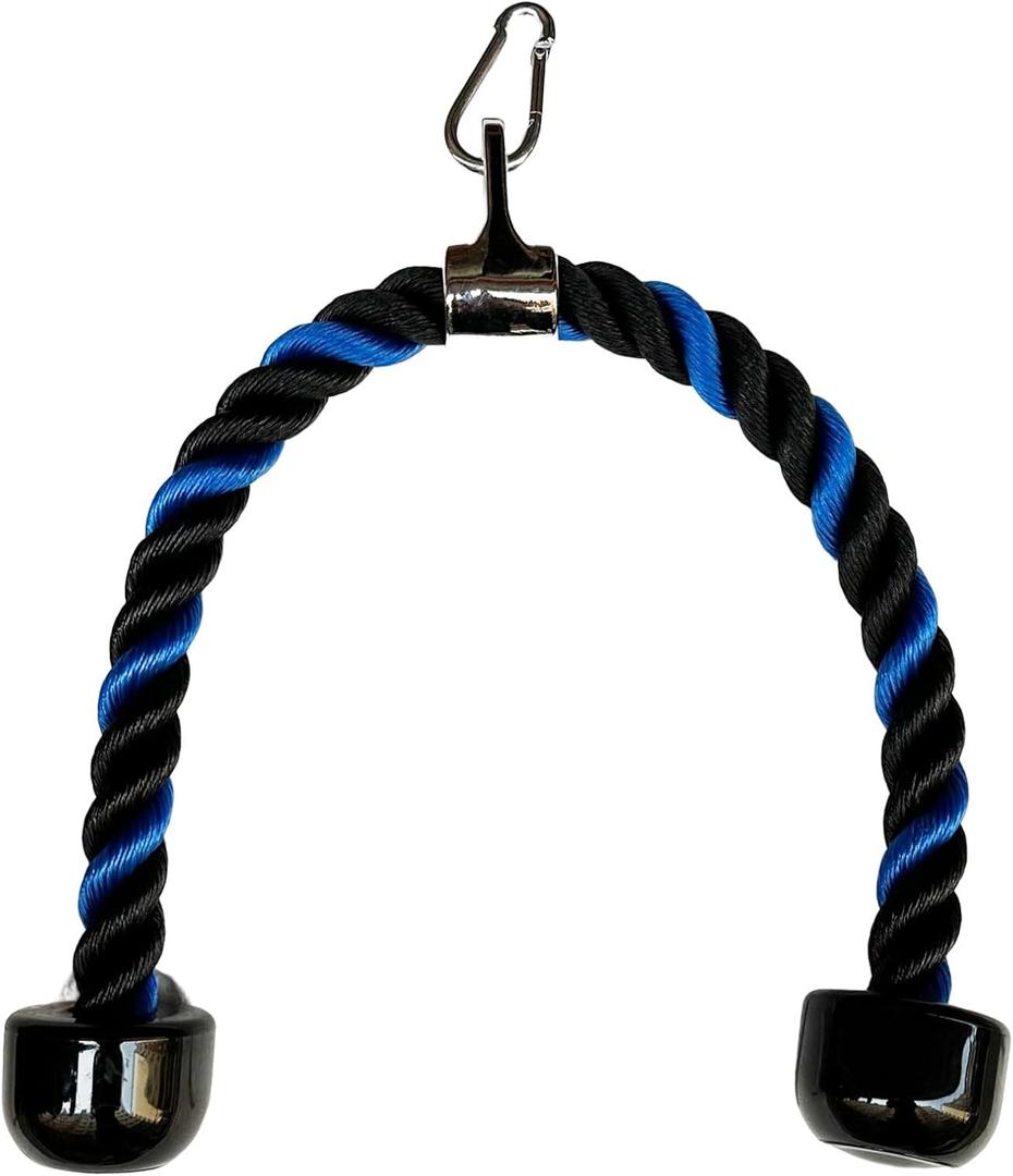 qibylift Tricep Rope Cable Attachments Cable Machine Accessories for Home Gym, 27 Inch Tricep Rope For Pulley System Attachment, LAT Pull Down, Weight Fitness With Pulldown Grips (Blue&Black)