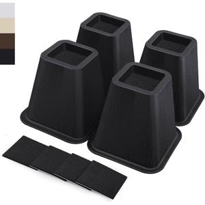 6 Inch Heavy Duty Bed Risers, Furniture Risers for Desk, Chair, Table or Sofa, Couch Lift Risers, Supports up to 2200 lbs per Leg(4 Pack Black)