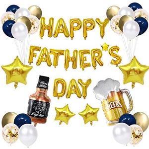 47 pcs Happy Father's Day Balloon Set Decoration for Father's Day Party Birthday Party Decorations Father's Day Decorations Photo Booth Backdrop(blue)